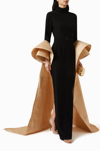 hover state of Gala Cape Dress in Crepe