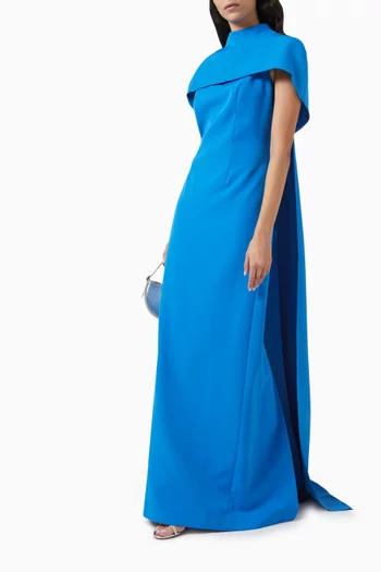 Cape Column Gown in Crepe