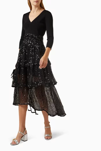 Sequin-embellished Maxi Dress in Viscose-blend