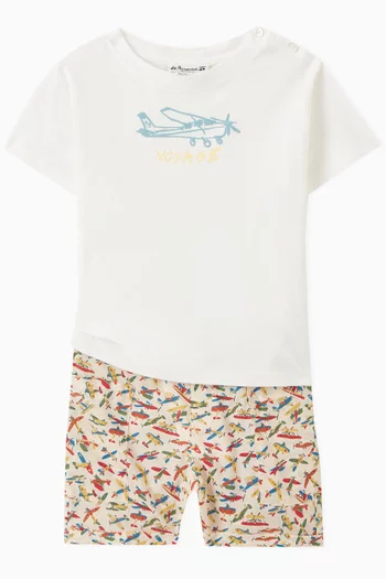 Plane-print T-shirt in Organic Cotton