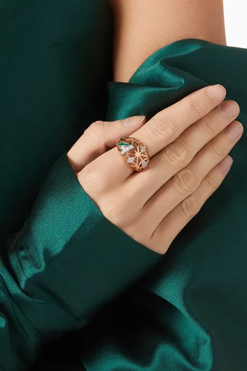Retro Diamond & Enamel Letter 'A' Ring in 18kt Rose Gold
