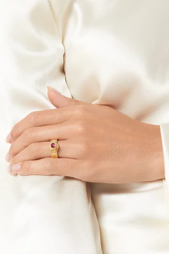 Tiki Prestige Crystal Ring in 14kt Gold-plated Metal