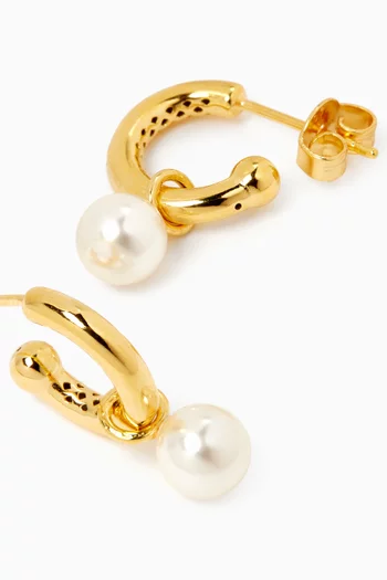 Swarovski Pearl Hoop Earrings in Gold Vermeil
