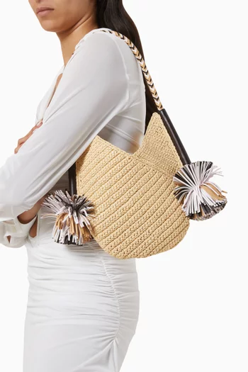 Small Solstice Shoulder Bag in Raffia Crochet