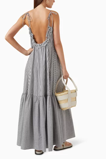 Bowie Striped Maxi Dress in Cotton-voile