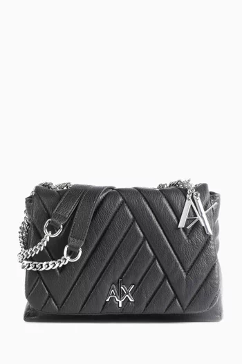 AX Logo Shoulder Bag in Quilted Faux Leather