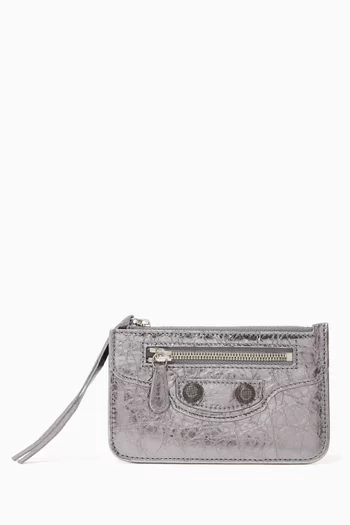 Le Cagole Long Coin and Card Holder in Metallic Arena Calfskin
