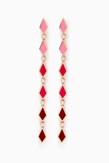 Ombre Diamond & Enamel Drop Earrings in 18kt Rose Gold