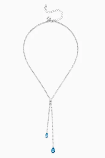 Pear Drop Necklace in Rhodium-plated Brass