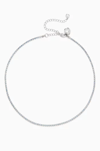 Tennis Necklace in Rhodium-plated Brass