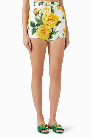 Floral-print Shorts in Cotton-poplin