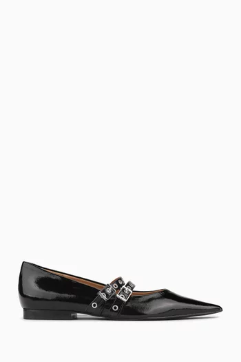 Pointed-toe Ballerina Flats in Faux Leather