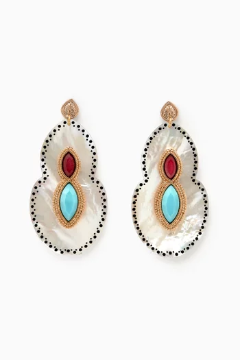Mindoro Tribal Mother of Pearl Earrings in 14kt Gold-plated Metal