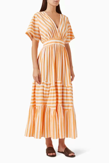 Yasroos Striped Midi Dress in Cotton