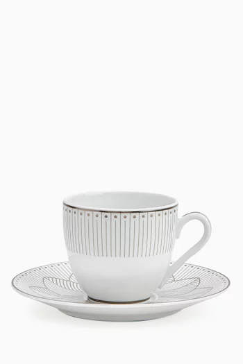 Malmaison Impériale Set of 2 Coffee Cup and Saucers in Platinium Finish