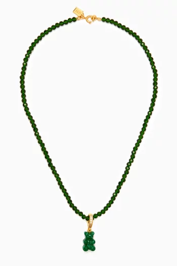 Glitter Brad Bear Pendant Necklace in 18kt Gold-plated Brass