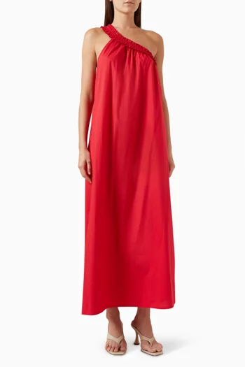 Donatella One-shoulder Maxi Dress in Cotton-poplin