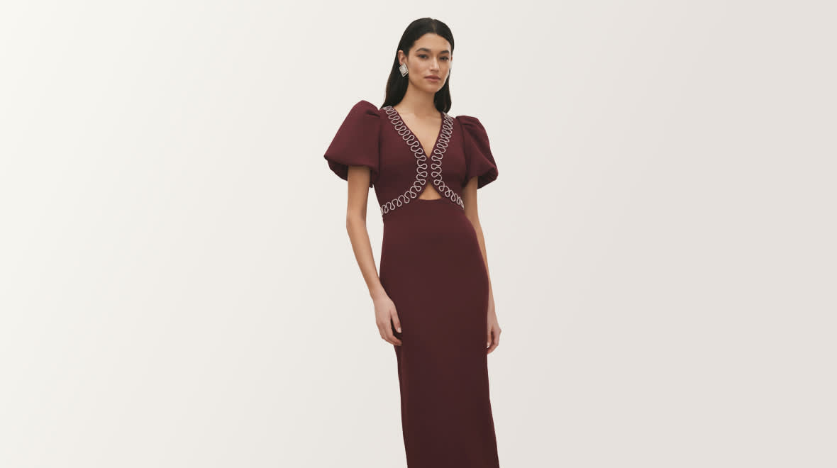 sachin and babi light blue dress Berylove Women Beaded Navy Blue Formal Dress A Line Sweetheart Satin Sparkly  Long Party Dress with Slit main image 1