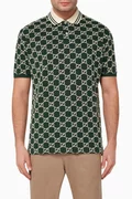 Buy Gucci Green Embroidered GG Stretch Cotton Polo T-Shirt for Men in ...