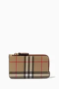 Buy Burberry Neutral Zip Card Case in Vintage Check & Leather for Women ...