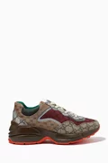 Buy Gucci Brown Rhyton GG Chunky Runner Sneakers in Supreme Canvas for ...