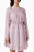buy-emporio-armani-pink-smocked-mini-dress-in-chiffon-for-women-in-uae