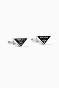 Buy Prada Black Triangle Logo Tie Clip in Sterling Silver for MEN in UAE