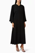 Buy Rauaa Official Black Bead-embellished Abaya in Chiffon for Women in ...