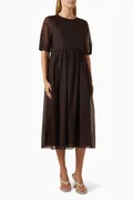 Buy Max Mara Pink Fatoso Midi Dress in Cotton-silk Organza Online for ...