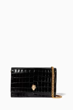 Mini Skull Bag in Croc-embossed Calfskin