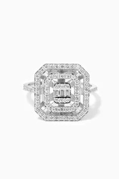 Mystery Set Double Frame Diamond Ring in 14kt White Gold