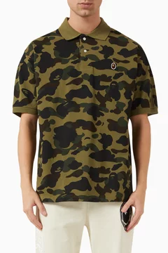 Buy A Bathing Ape Yellow 1st Camo One Point Polo Shirt in Cotton