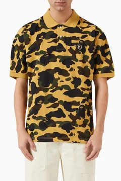 Buy A Bathing Ape Yellow 1st Camo One Point Polo Shirt in Cotton