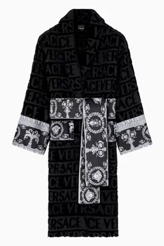 インナー・ルームウェアその他 VERSACE La Vacanza capsule bathrobe Versace Allover Short Bathrobe with Hood-Pink-S – Major