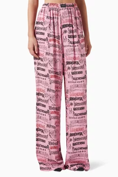パンツ BALENCIAGA Printed Viscose Pyjama Pant BALENCIAGA - Cupro & Viscose Pajama Pants Balenciaga