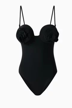 3D Flower Retro Bustier One-piece Swimsuit