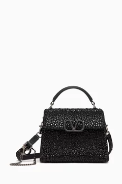 Mini VSLING Rhinestone-embellished Top-handle Bag in Leather
