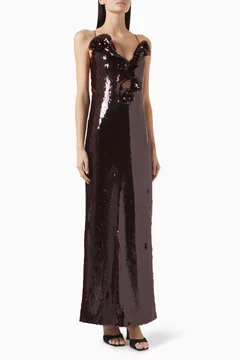 Buy Magda Butrym Burgundy Sequin-embellished Maxi Dress For Women Online |  Ounass UAE