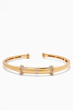 Warrior Diamond Bangle in 18kt Yellow Gold