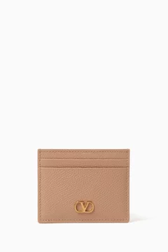 Vlogo Card Holder in Grained Leather
