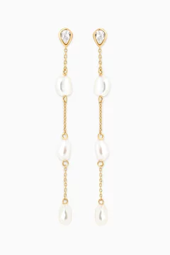 Buy Astrid & Miyu White Pearl Chain Drop Earrings in 18kt Gold-plated Silver For Women Online | Ounass UAE