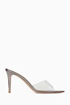 Elle 85 Mule Sandals in Patent Leather & Plexi