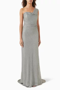 Moonlit Crystal One-shoulder Dress