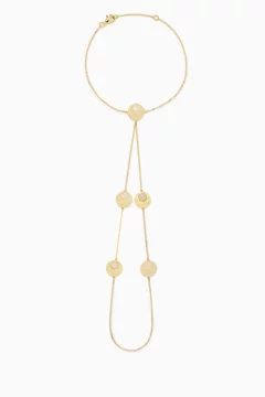 Disc Diamond Handchain Bracelet in 18kt Yellow Gold