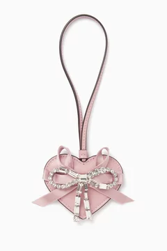Embellished-trim Heart Charm in Leather