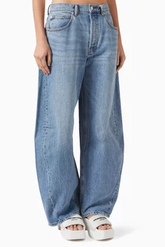 Blow-up Crytsal Hotfix Baggy Jeans in Denim