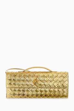Andiamo Clutch in Intrecciato Laminated Leather