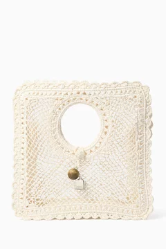 Le Petit Carre Spiaggia Tote Bag in lace Raffiia