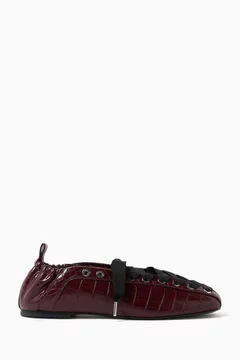 Eyelets Lace-up Ballerina Flats