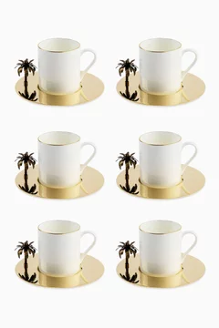 Palm Espresso Cup & Saucer, Set of 6